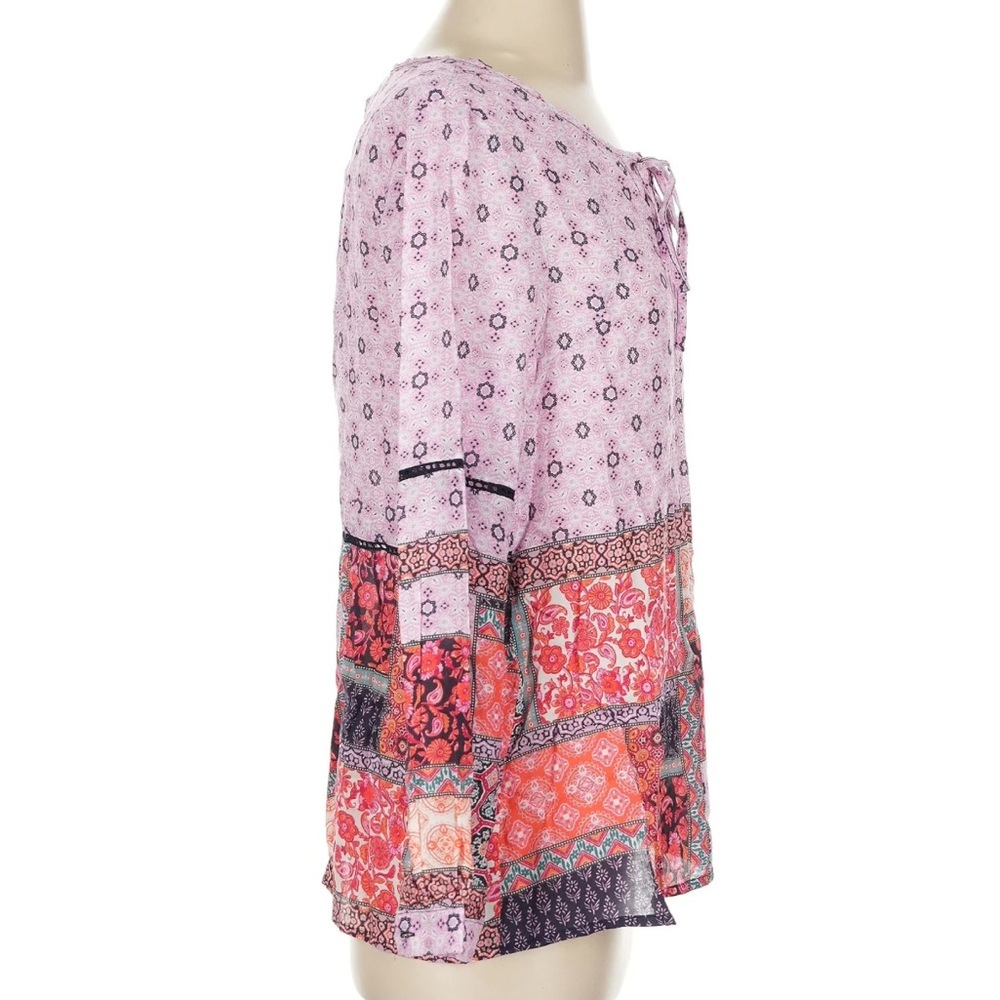 Feathers by Tolani Elsie Patchwork Blouse Pink Purple Boho Top Modal XS NWT - Picture 4 of 7